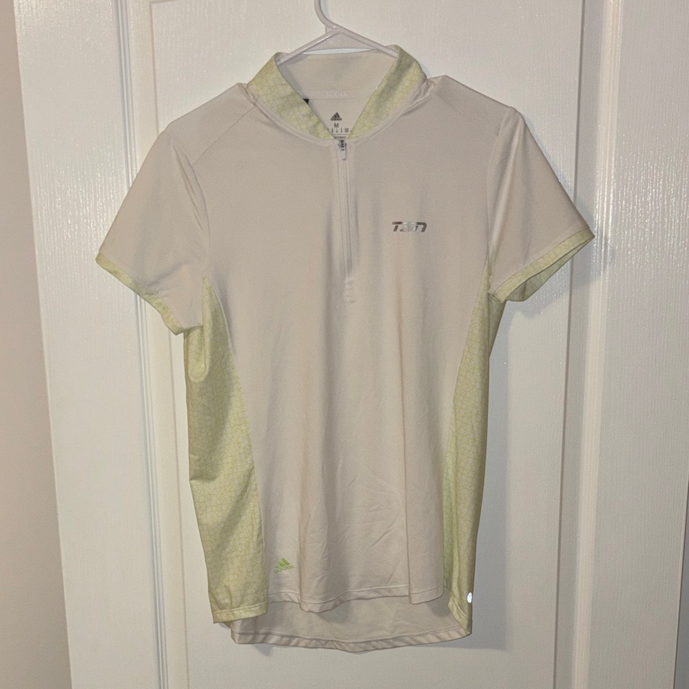 Adidas, White and Yellow Short Sleeve Golf Jersey